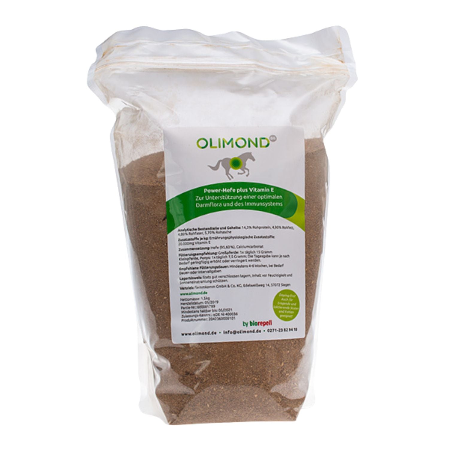 Olimond BB Klassik Nachfüllpackung 1500g, inaktivierte Hefe für Pferde