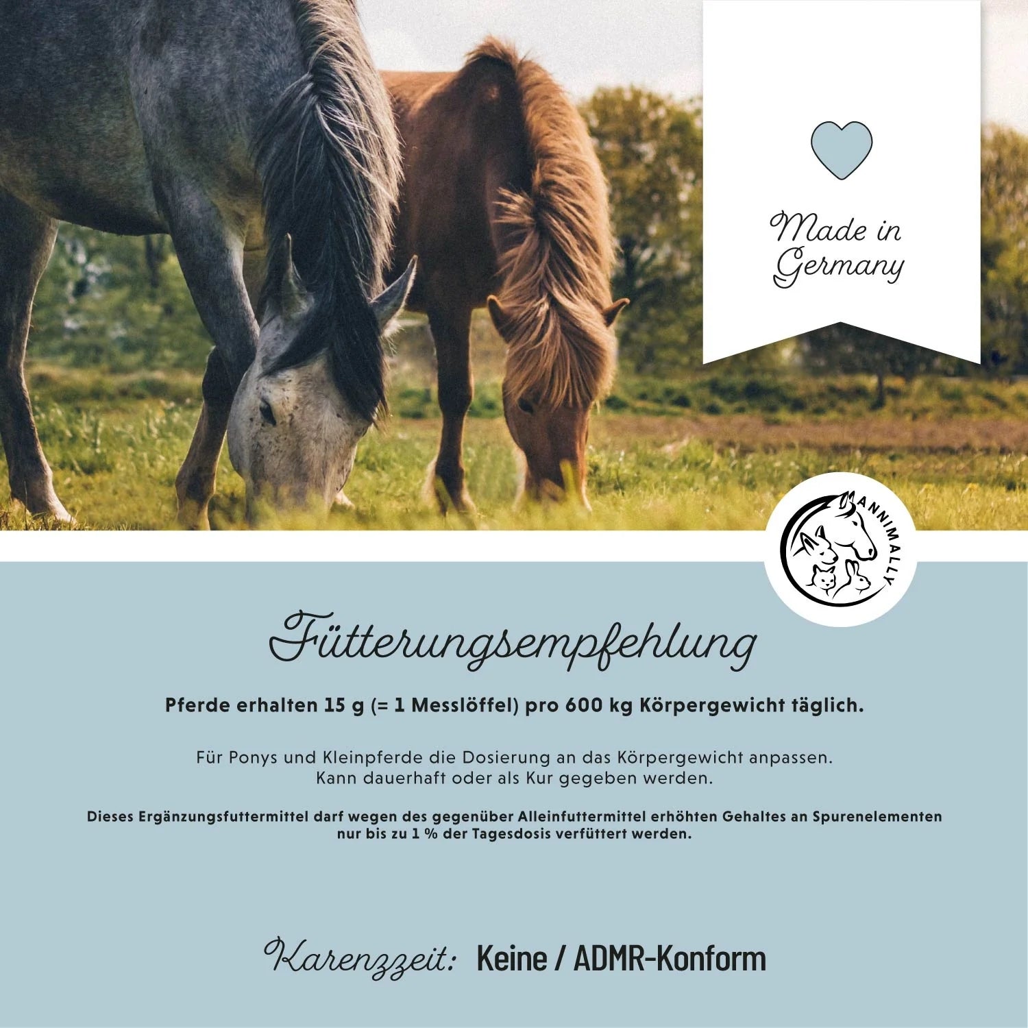 Annimally Vitamin E / Selen für & Lysin Pferde 800g