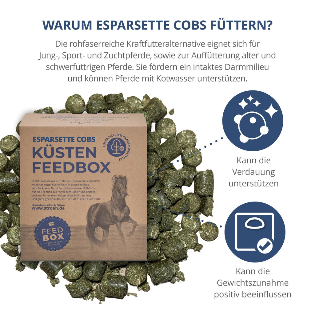 STRÖH Küsten Esparsette Cobs für Pferde 9kg Feedbox XS B-WARE MHD 31.12.2026