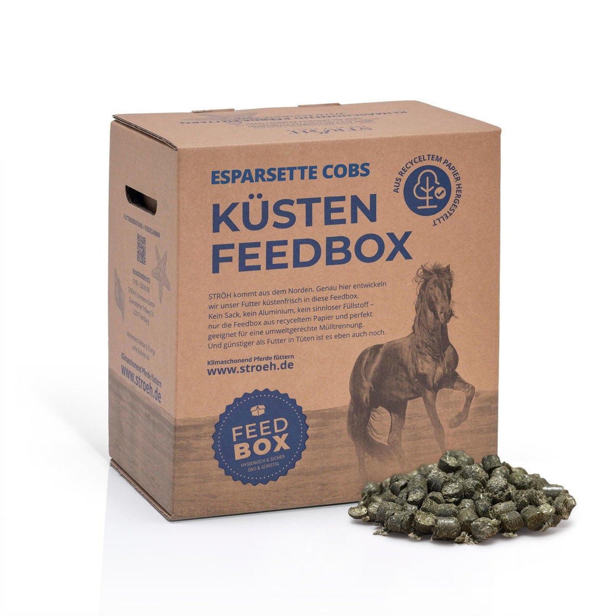 STRÖH Küsten Esparsette Cobs für Pferde 9kg Feedbox XS B-WARE MHD 31.12.2026