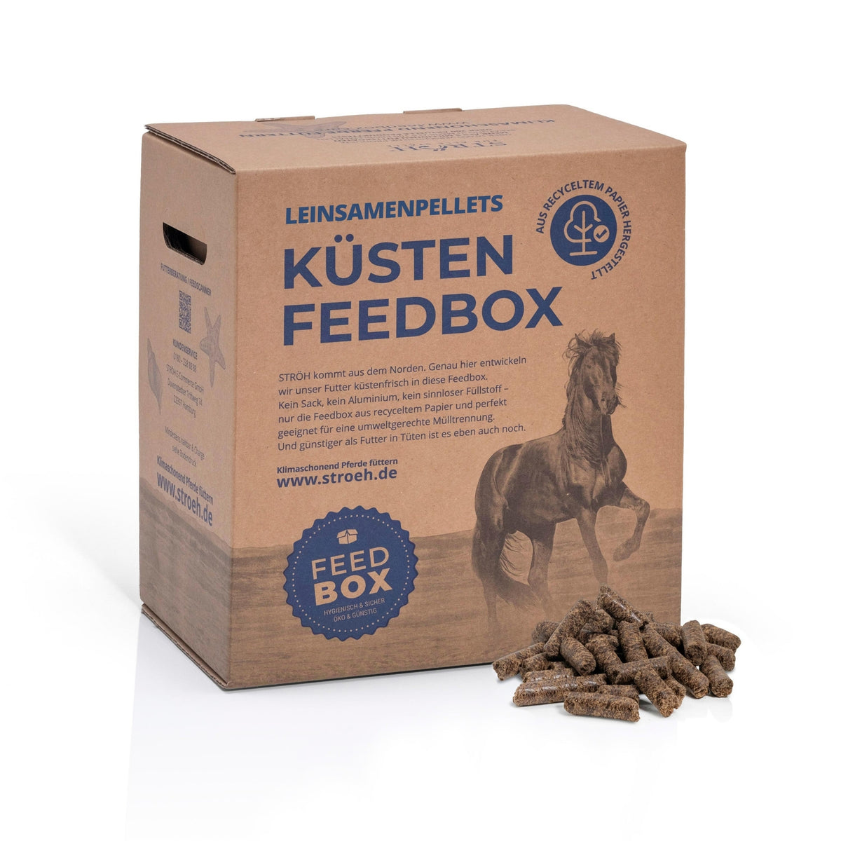 STRÖH Leinsamenpellets für Pferde 9kg Feedbox
