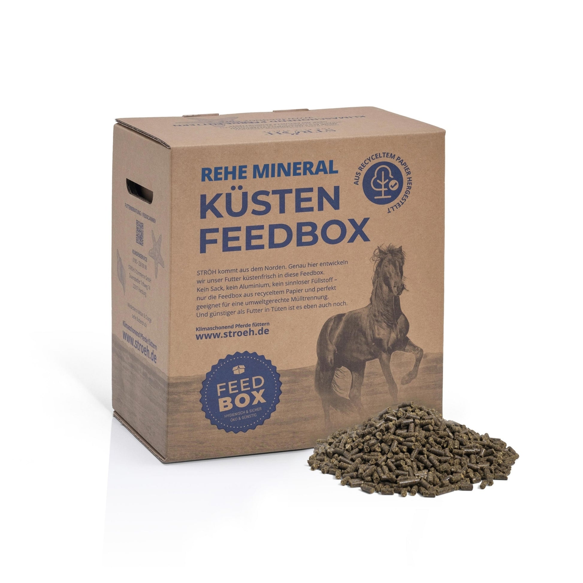 STRÖH Rehe-Mineral für Pferde 3kg Feedbox XXS