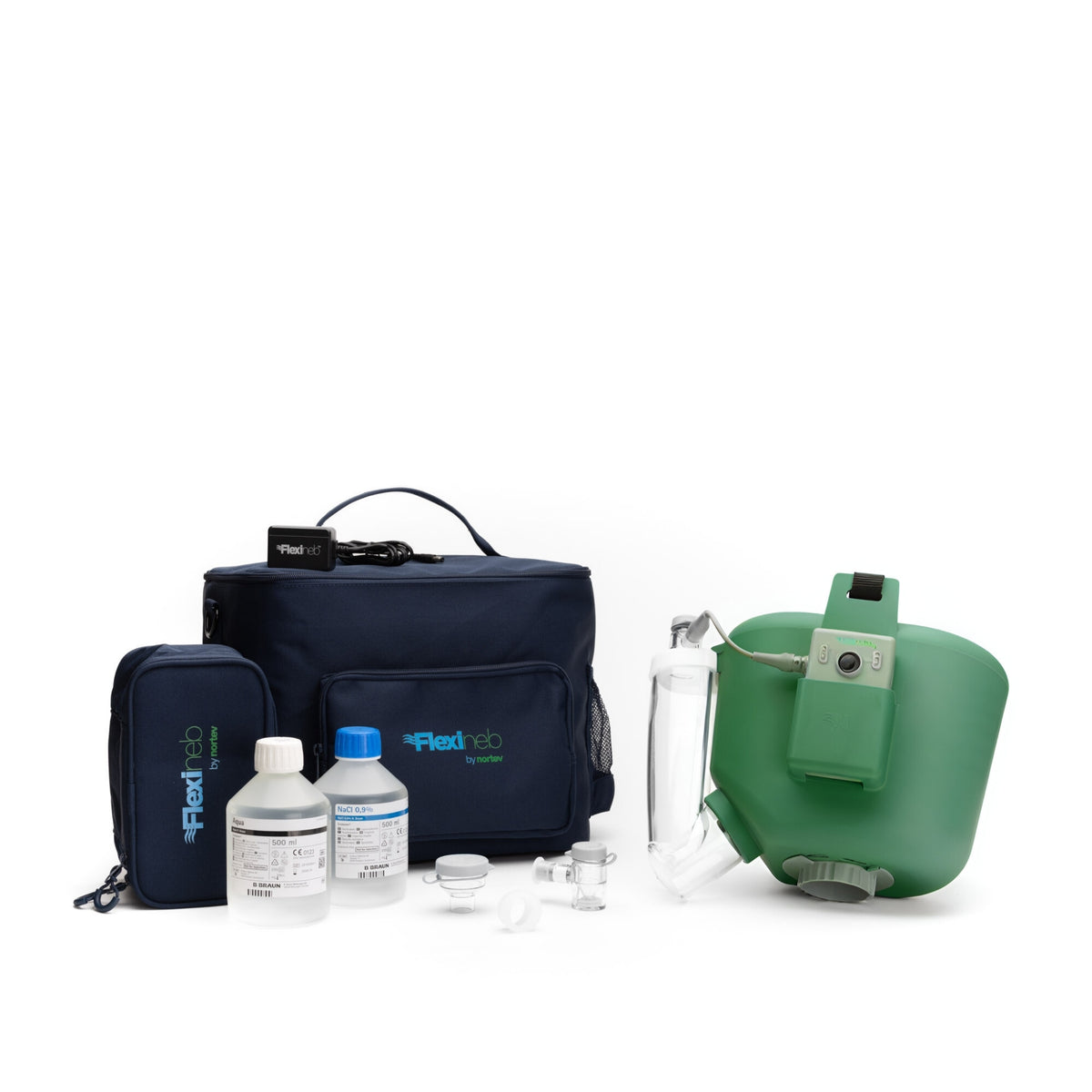 Flexineb E3 Inhalator für Pferde Komplettset Standardgröße Grün