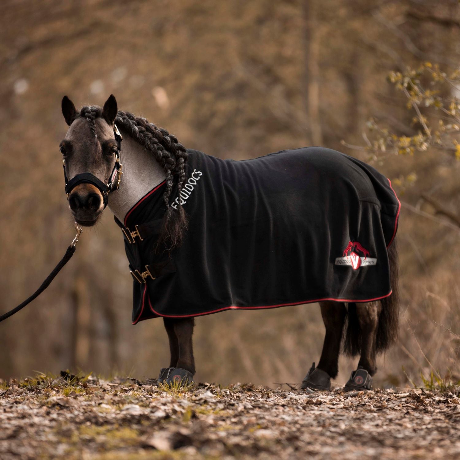Fleece Abschwitzdecke für Ponys schwarz Gr. 95cm