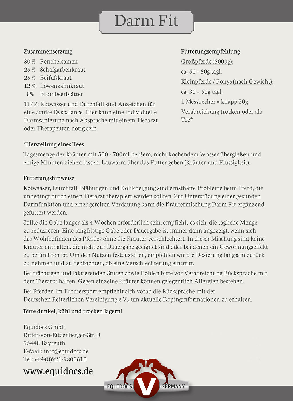 Equidocs Kräutermischung DarmFit 1000 g