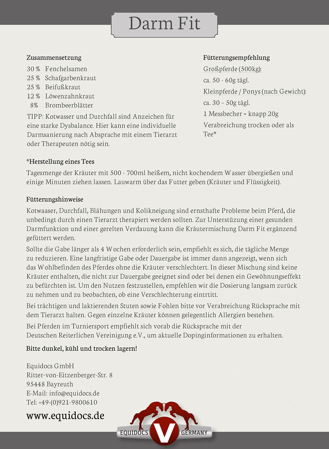 Equidocs Kräutermischung DarmFit 1000 g