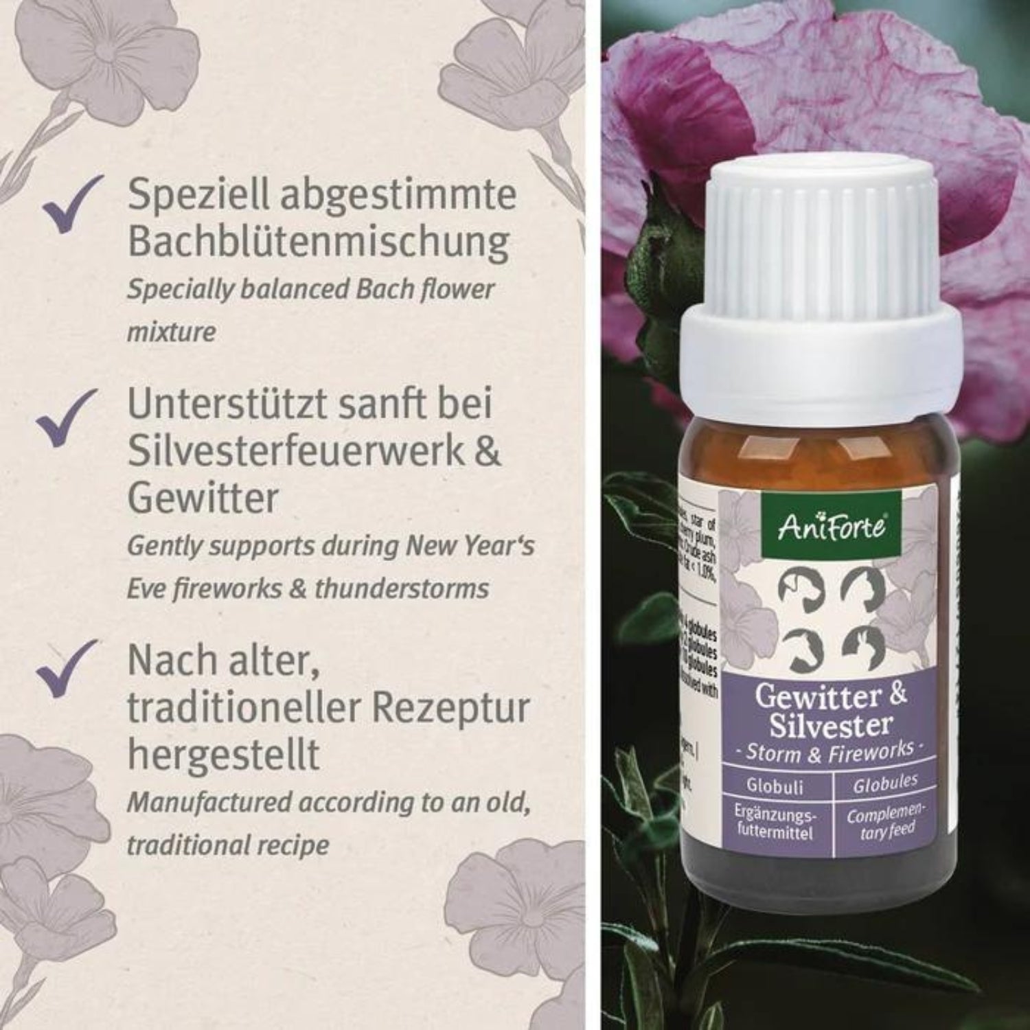 Aniforte Bachblüten Gewitter und Silvester Globuli 15g