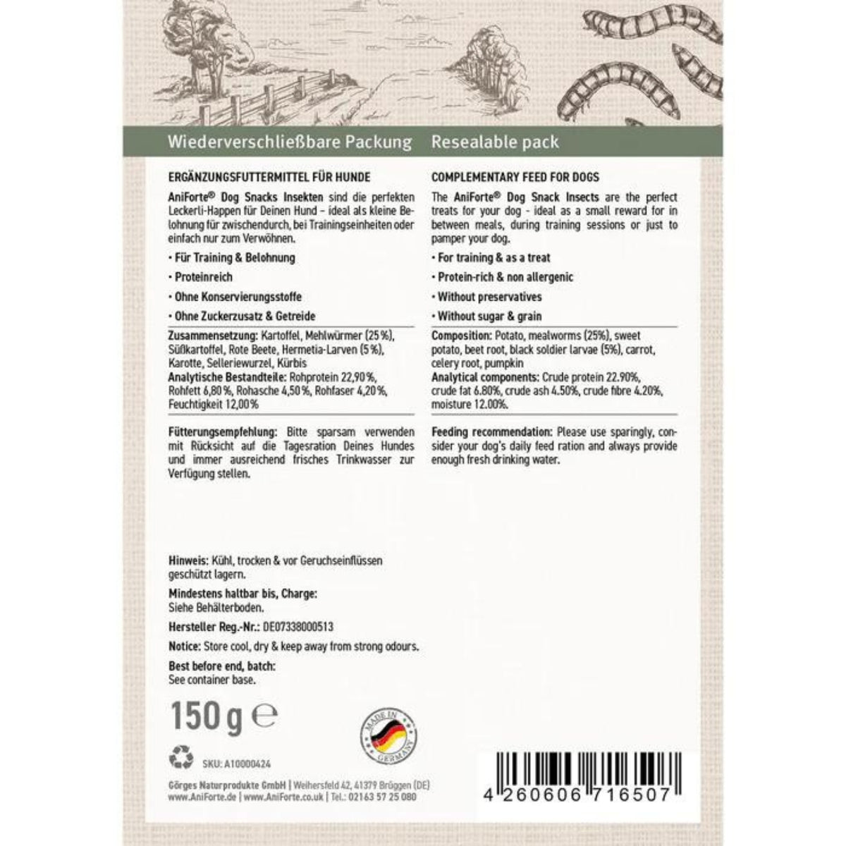 AniForte Dog Snacks Insekten 150g