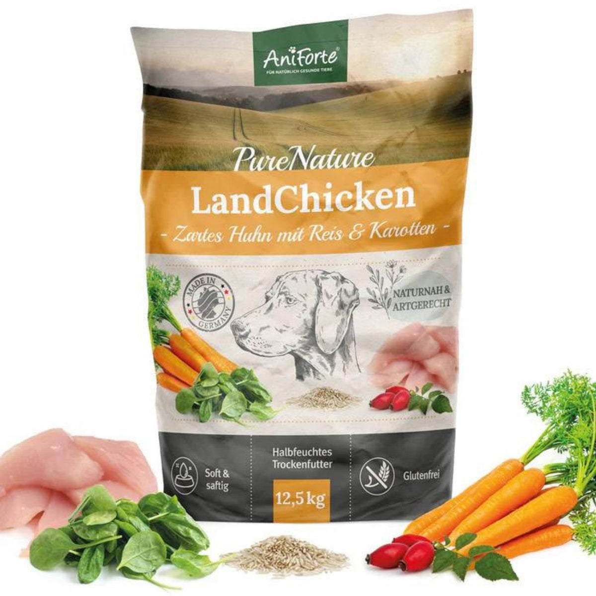 AniForte Trockenfutter LandChicken für Hunde 12,5kg