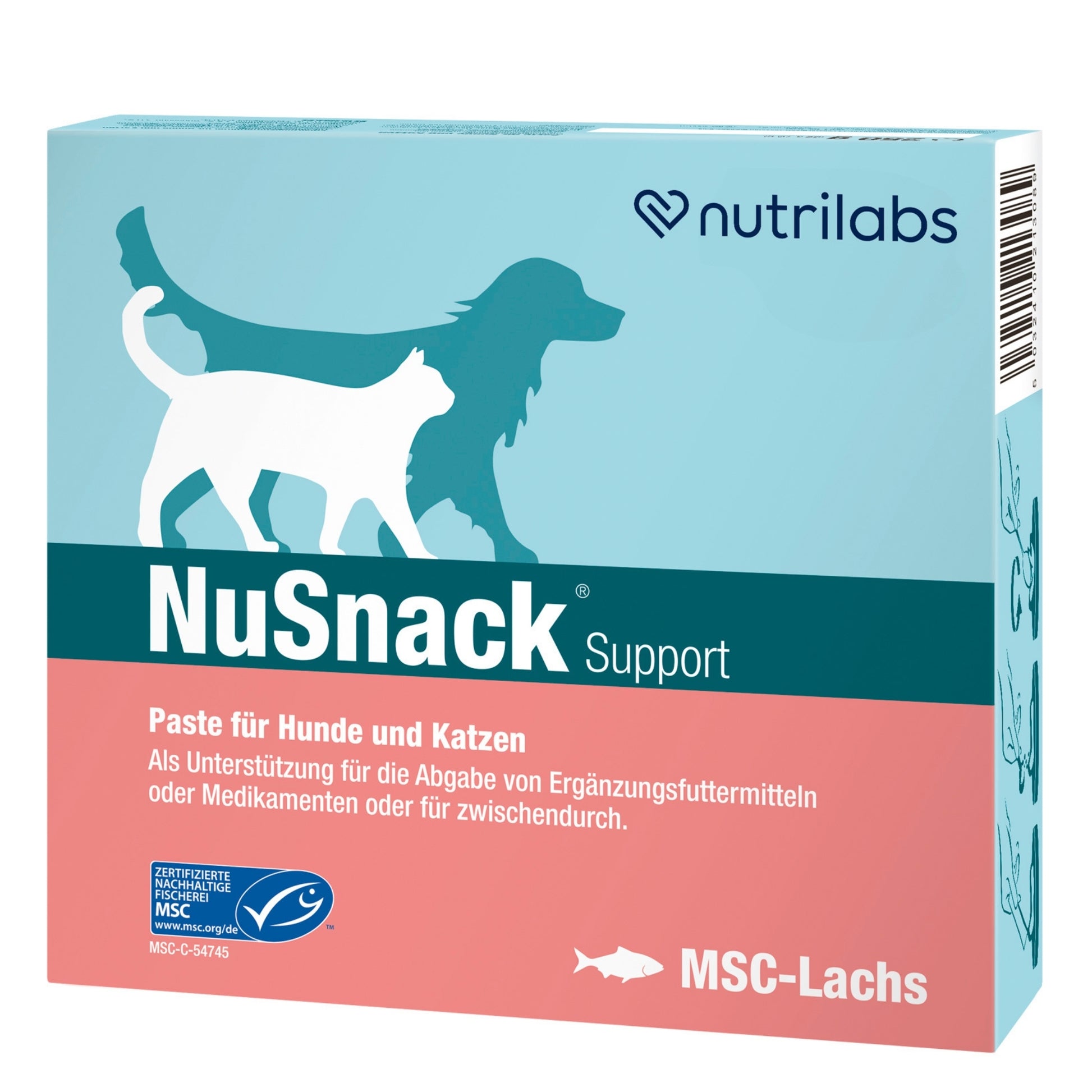 NutriLabs NuSnack Support MSC Lachs für Hunde u. Katzen 25 x 10g