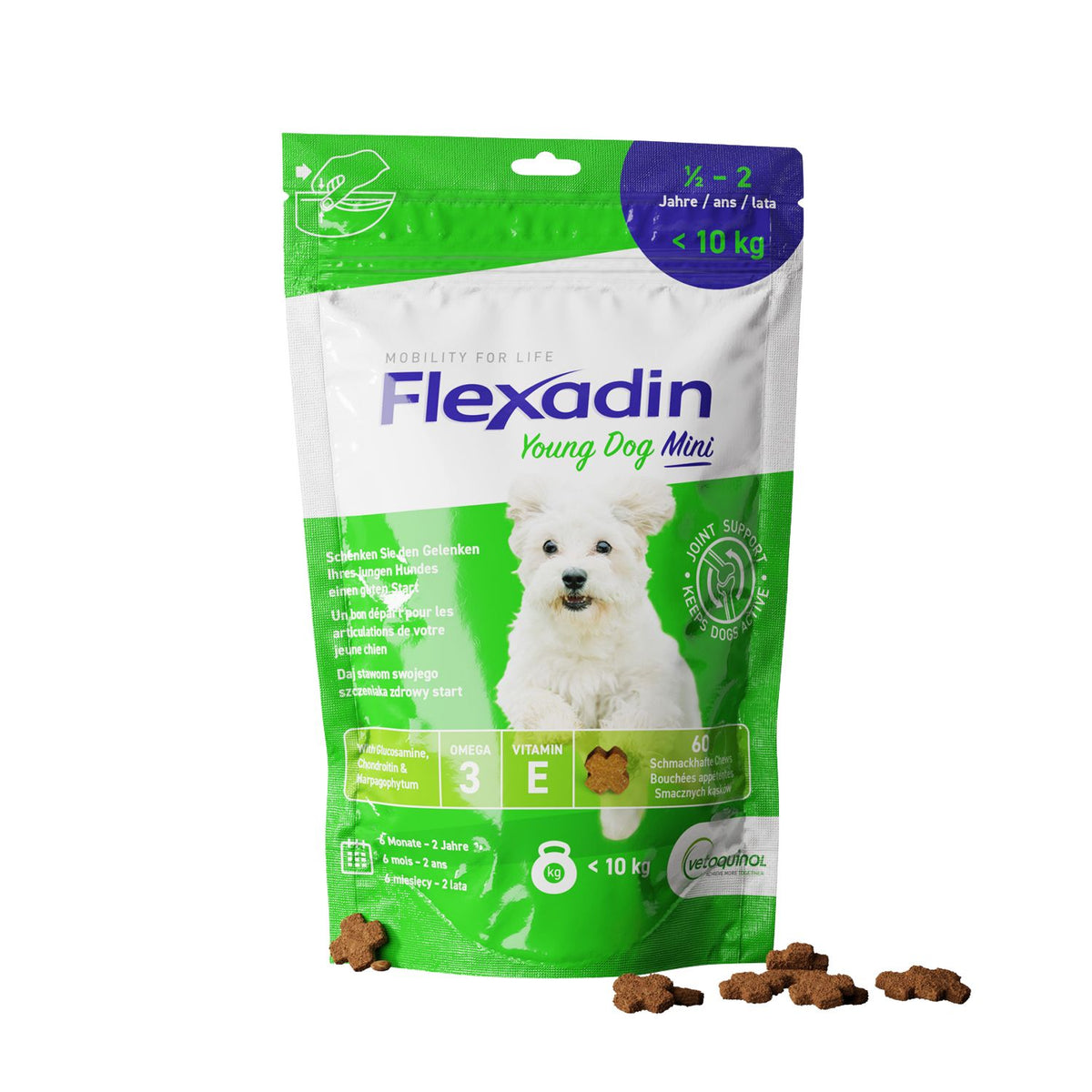FLEXADIN Young Dog Mini 60 Chews MHD 31.10.2026