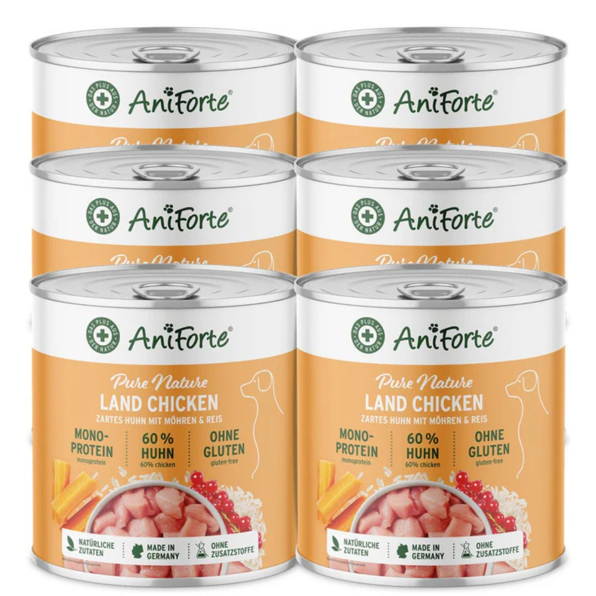 AniForte Nassfutter LandChicken für Hund 6x400g