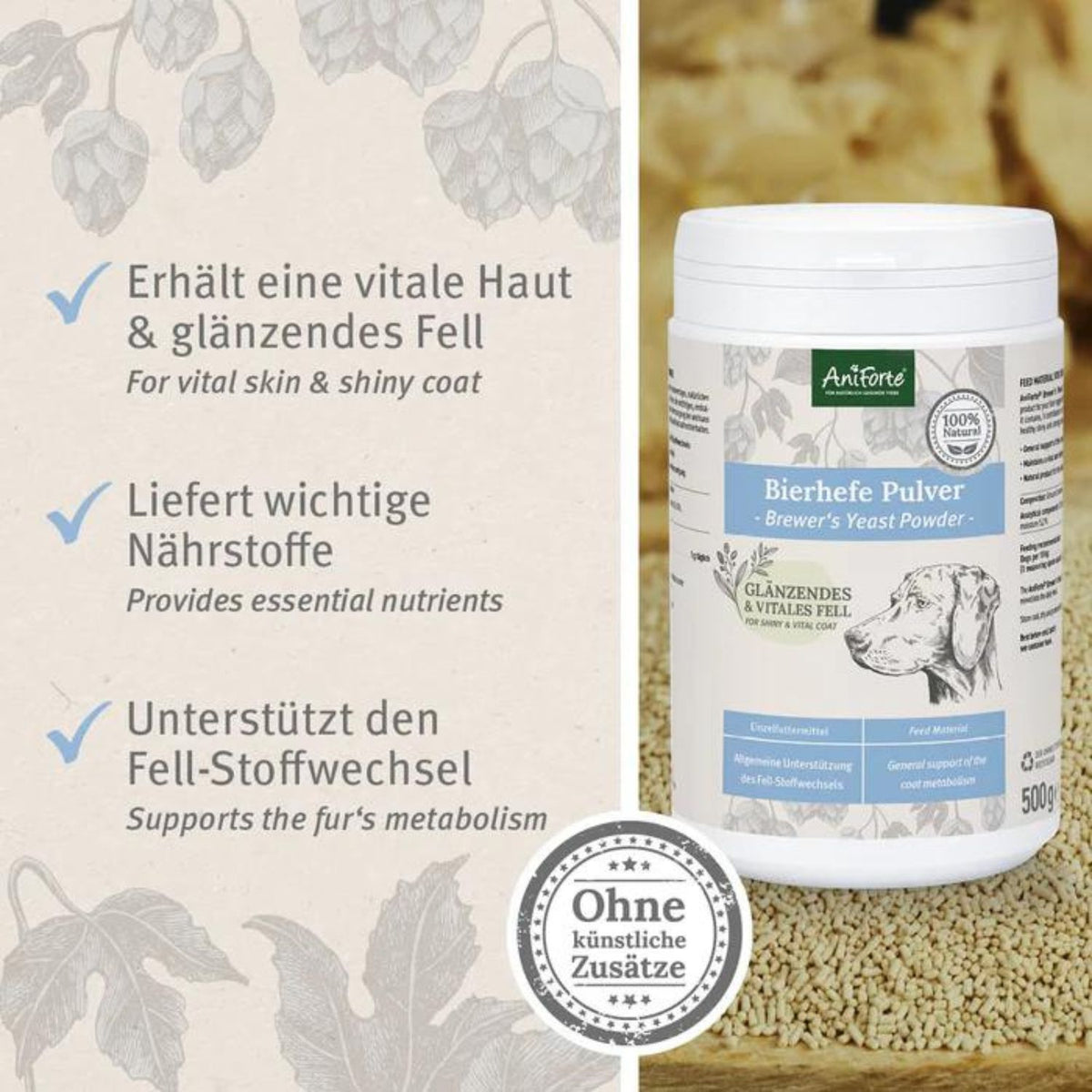 AniForte Bierhefe Pulver für Hund und Katze 250g